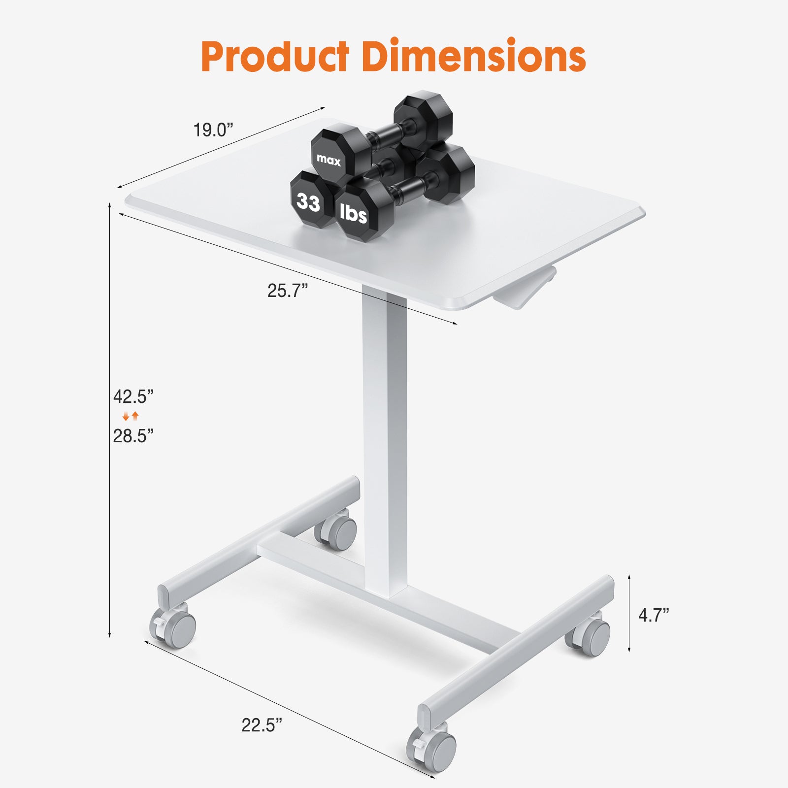 MyDepot Small Standing Desk Mobile Standing Desk Adjustable Height