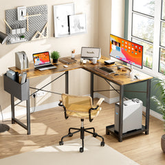 MyDepot L-shaped Corner Computer Desk with Side Storage