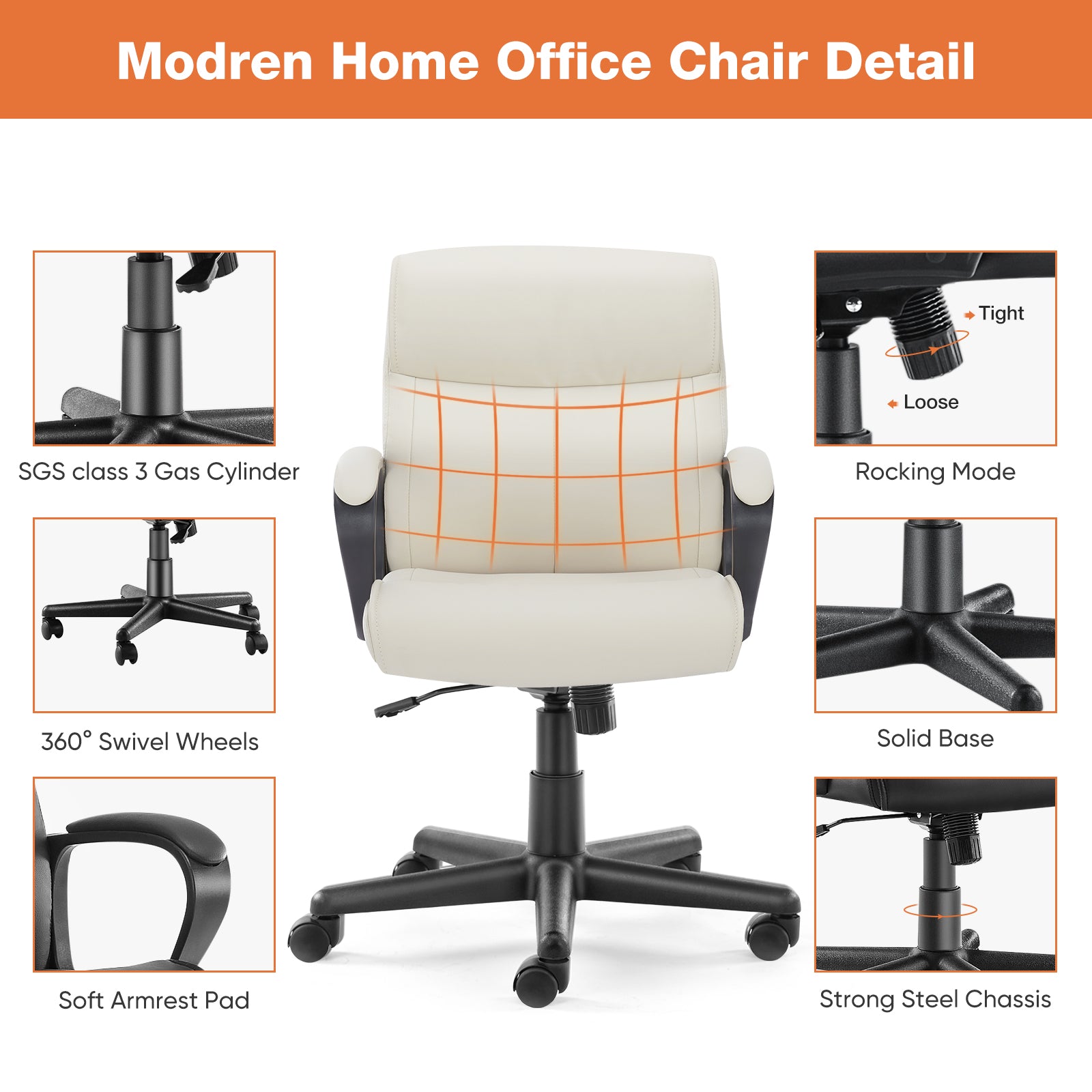 MyDepot Modern PU Leather Executive Swivel Task Chair