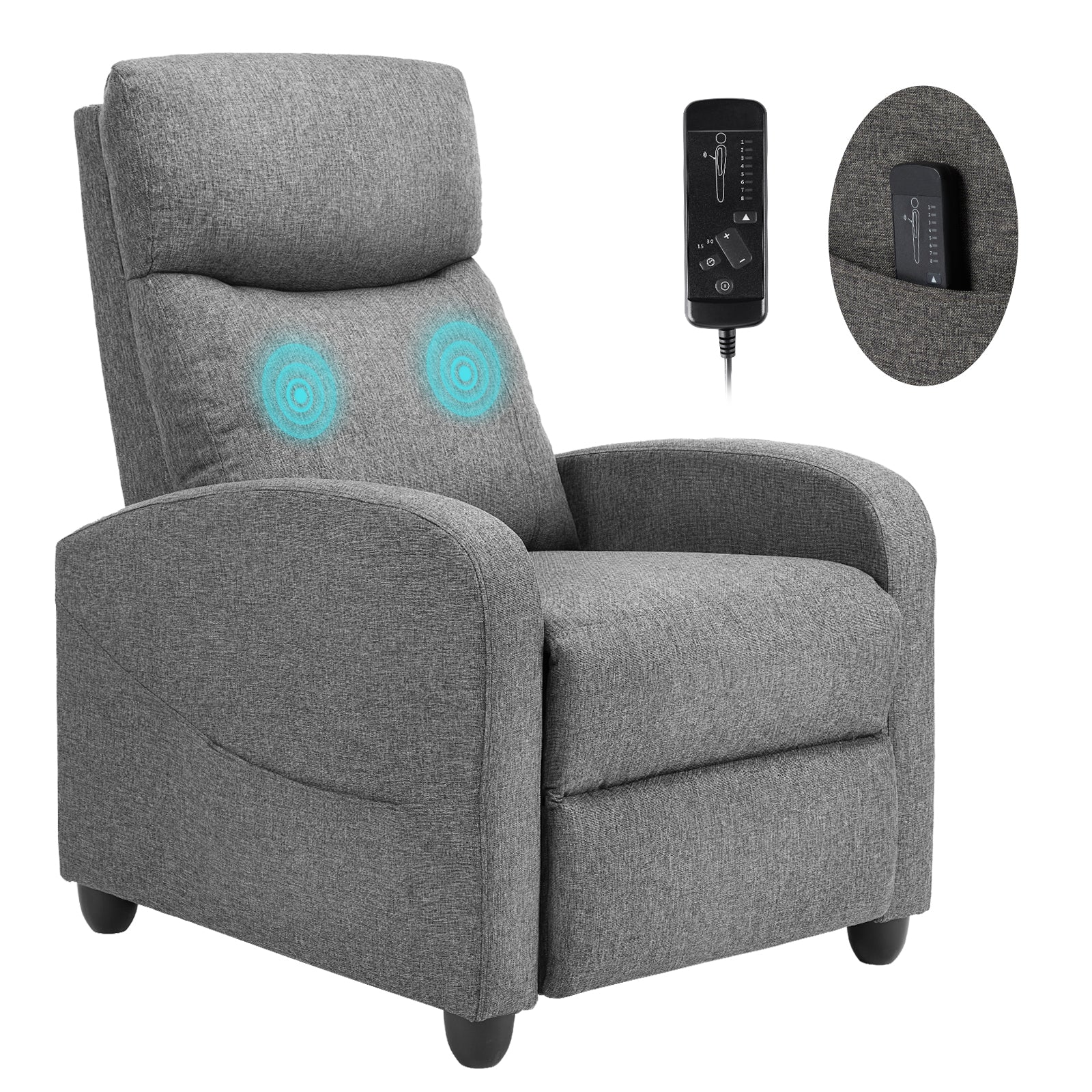 Mydepot Reclining Chair for Living Room with Massage Feature