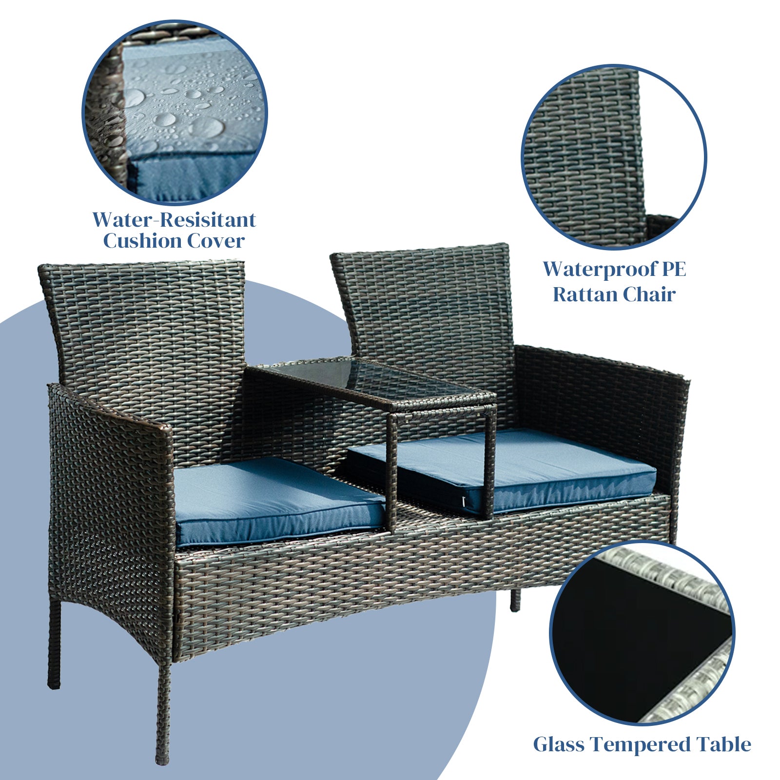 My Depot Patio Loveseat Set Outdoor 2-seat leisure