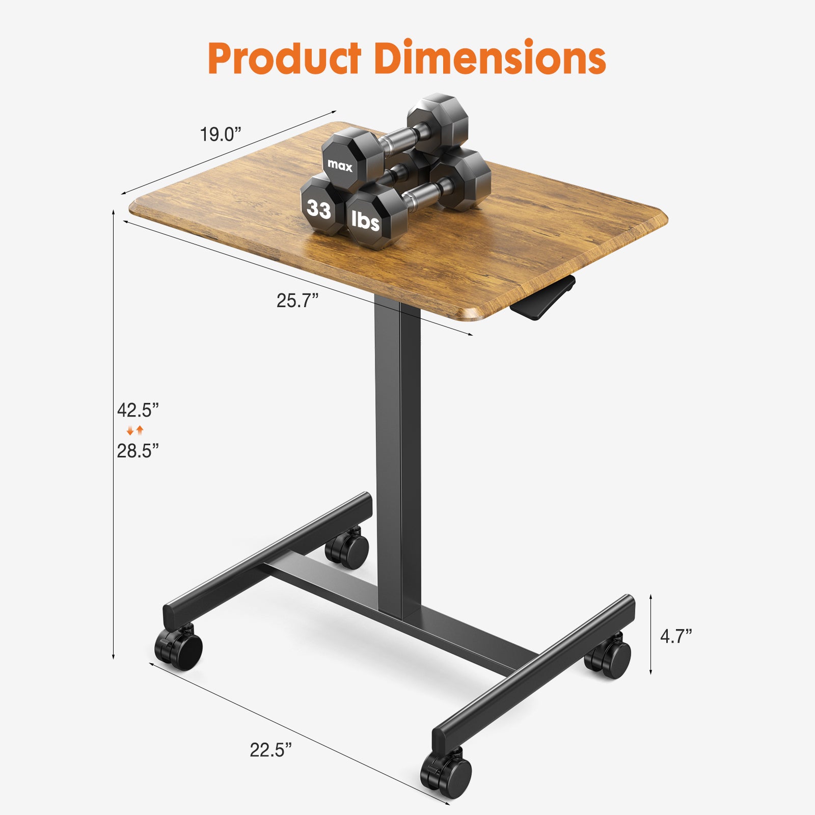 MyDepot Small Standing Desk Mobile Standing Desk Adjustable Height