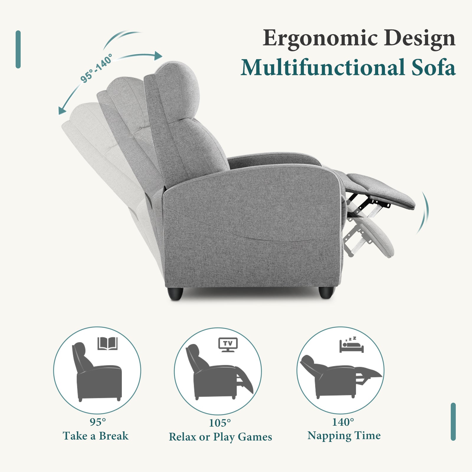 Mydepot Reclining Chair for Living Room with Massage Feature