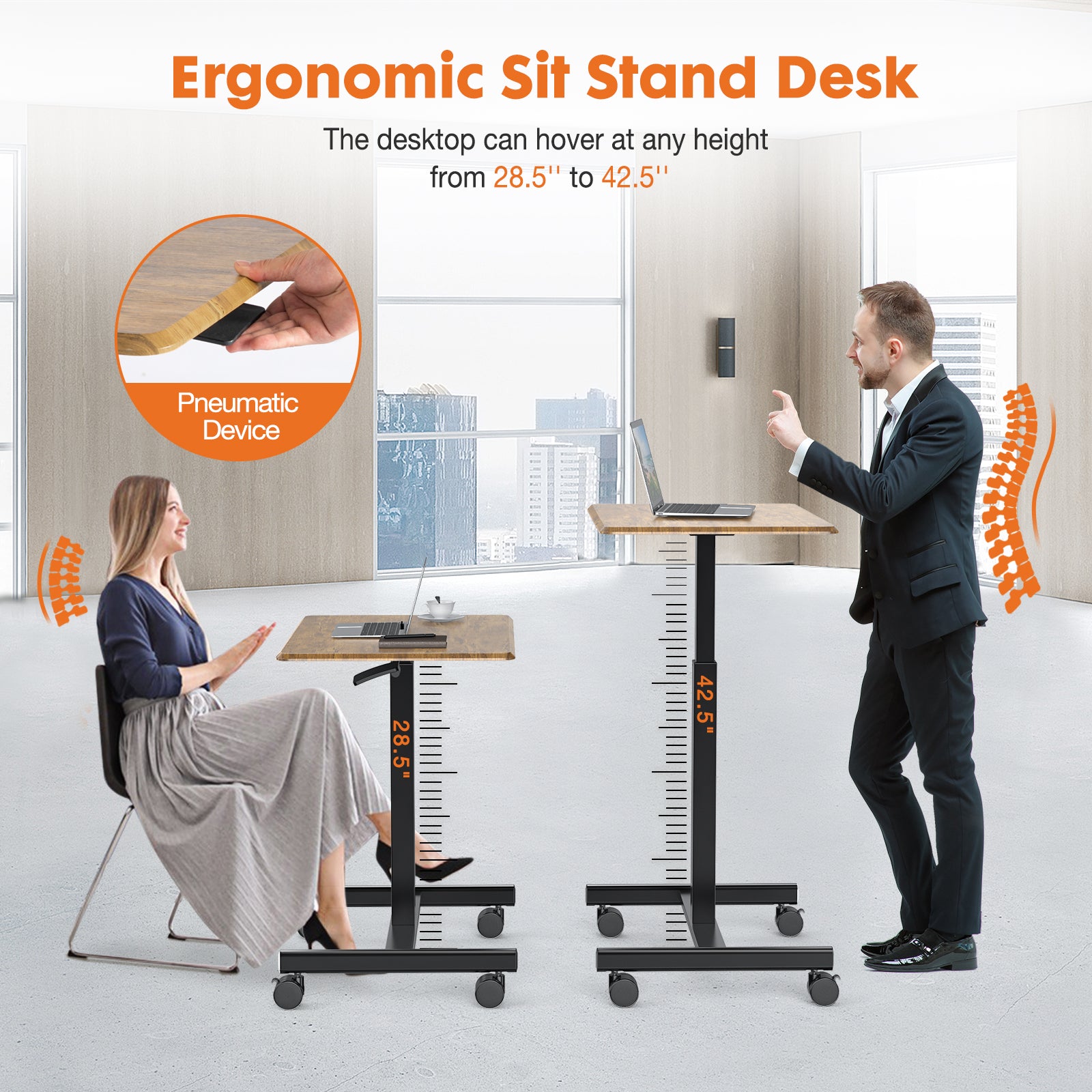 MyDepot Small Standing Desk Mobile Standing Desk Adjustable Height