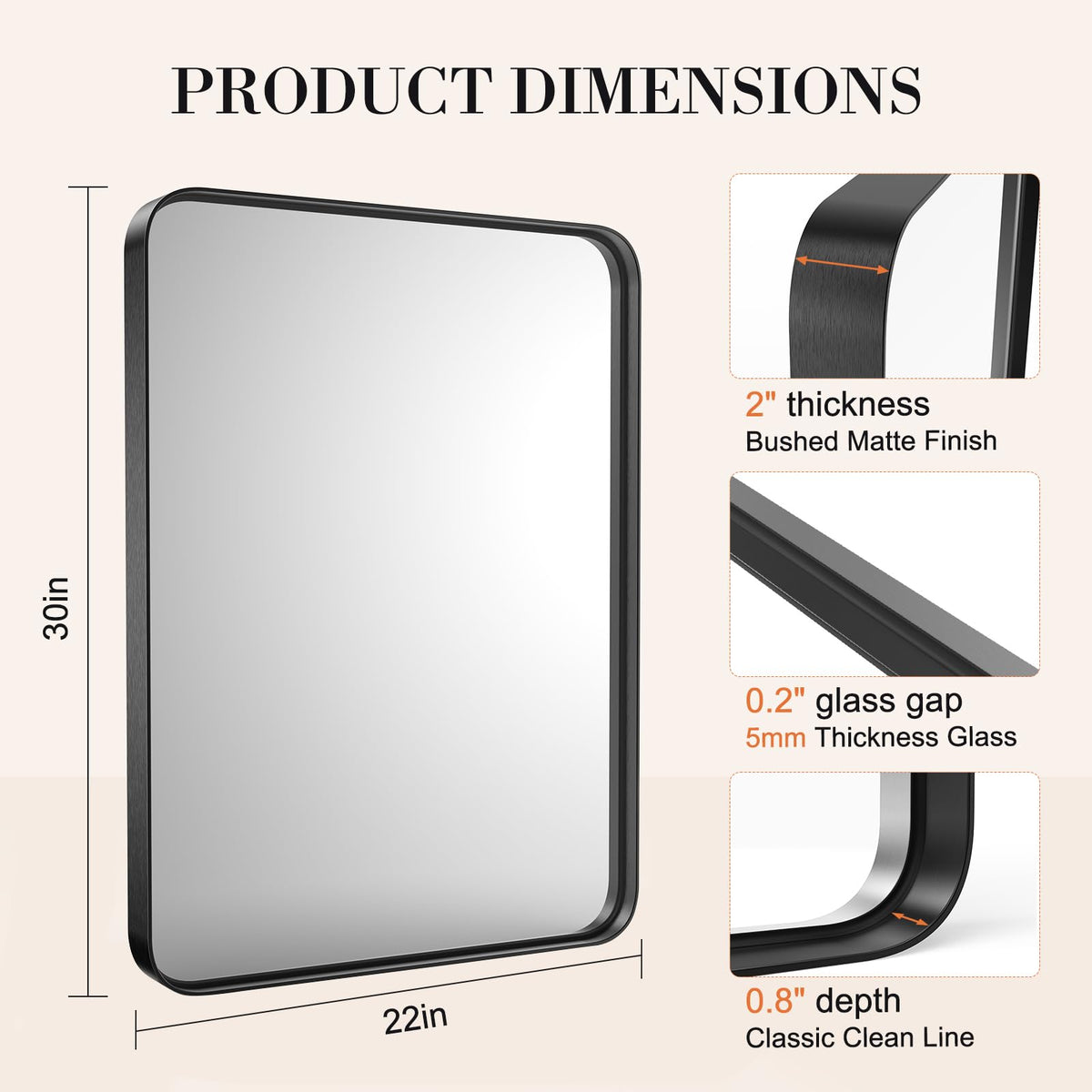 MyDepot Black Bathroom Vanity Mirror for Wall