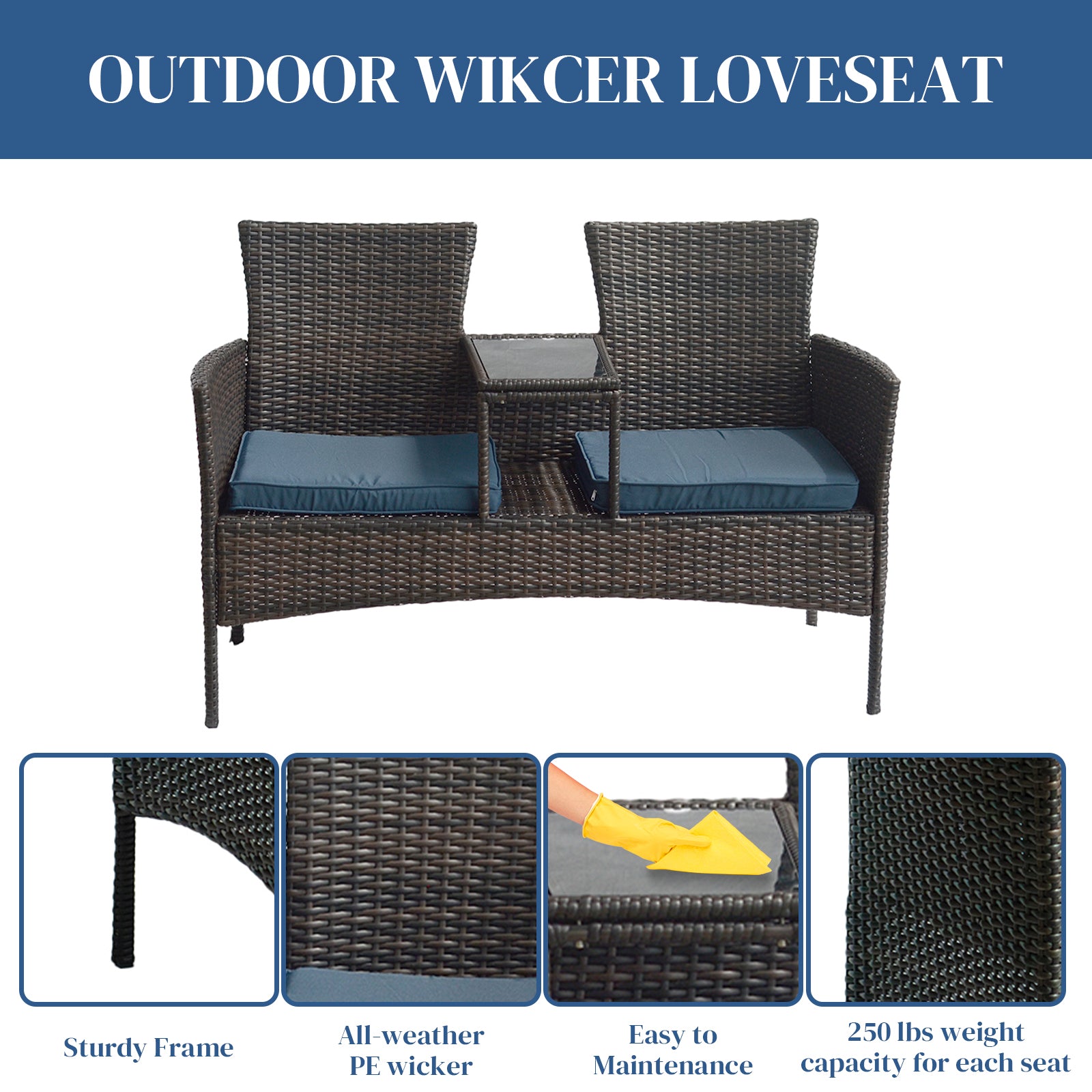 My Depot Patio Loveseat Set Outdoor 2-seat leisure