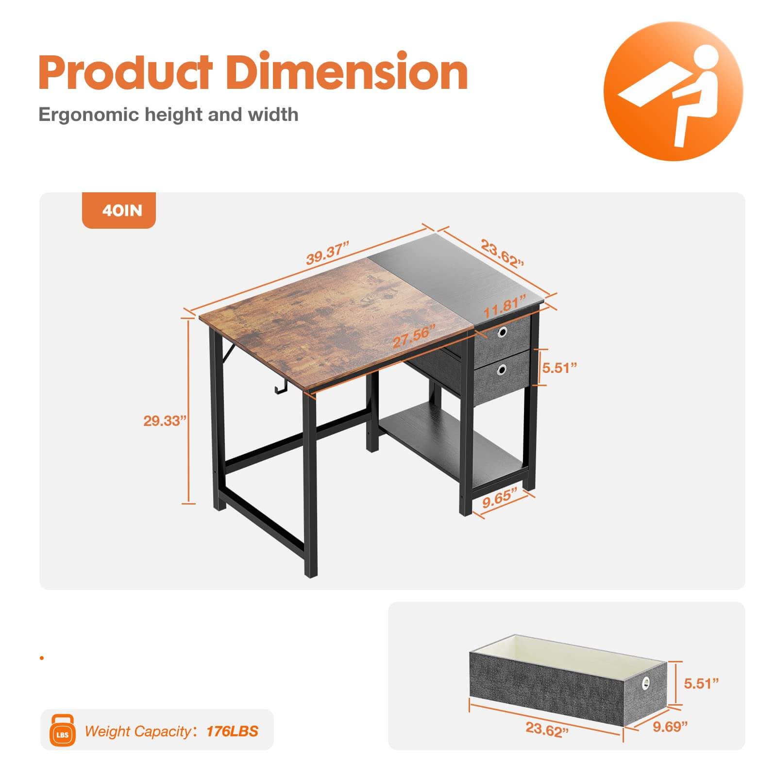 MyDepot Office Computer Desk with Drawers