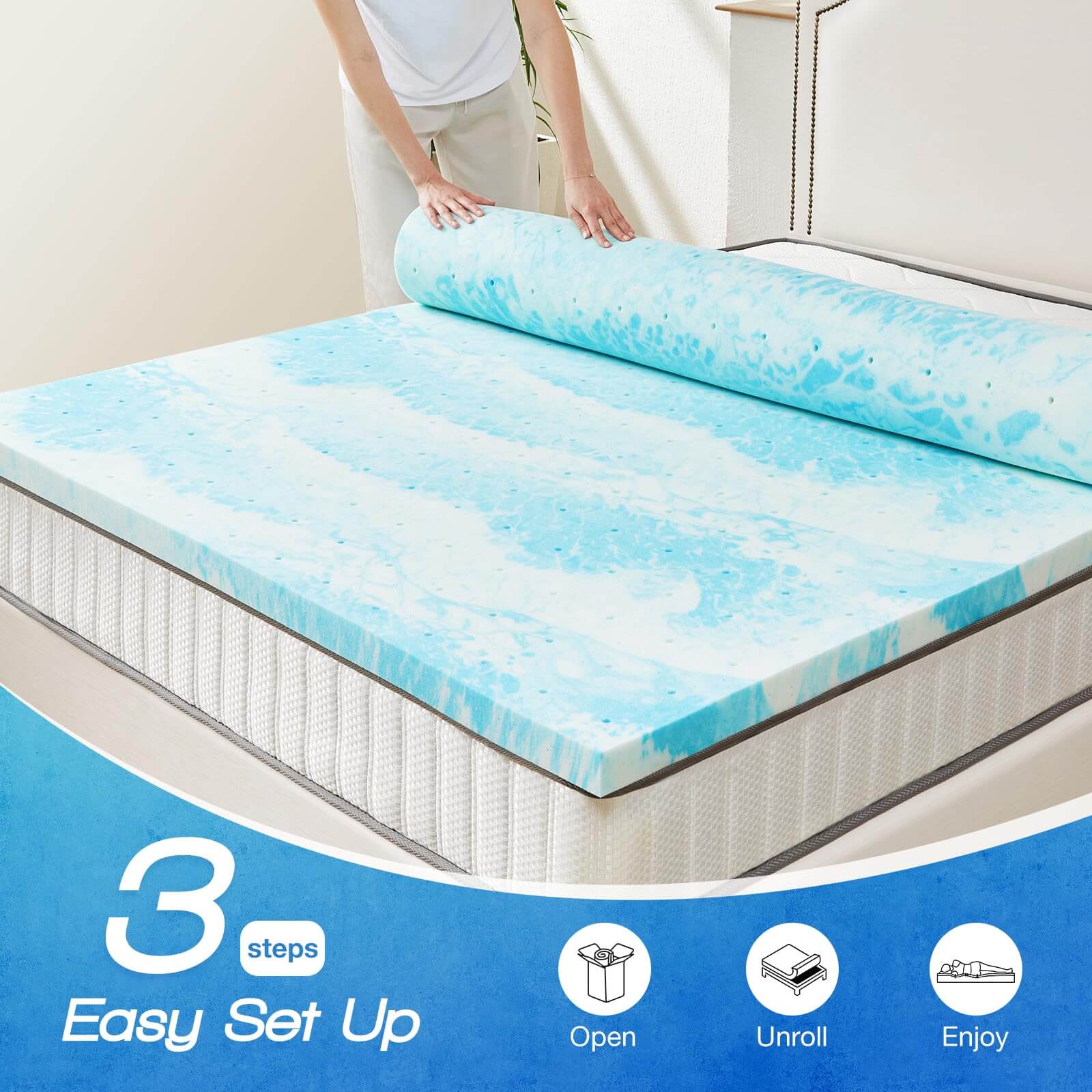 MyDepot Mattress Topper Full Gel Memory Foam Mattress Topper Full Size