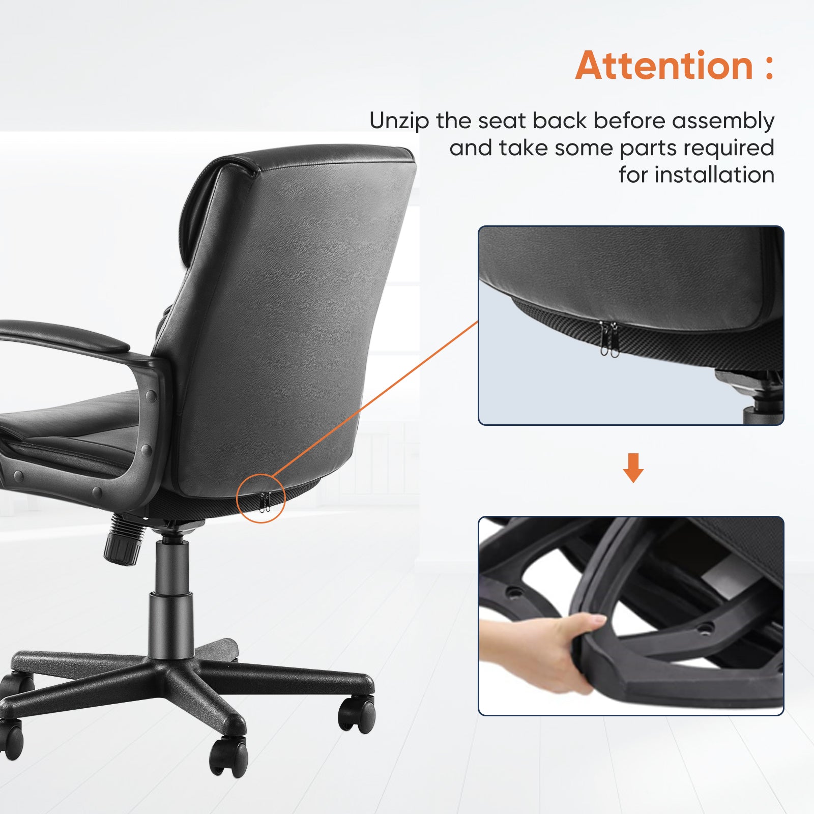 MyDepot Modern PU Leather Executive Swivel Task Chair