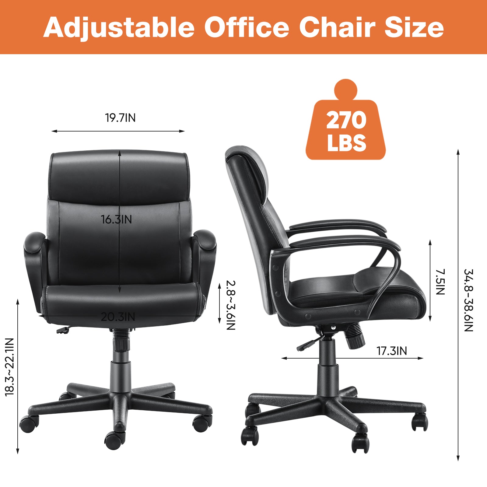 MyDepot Modern PU Leather Executive Swivel Task Chair