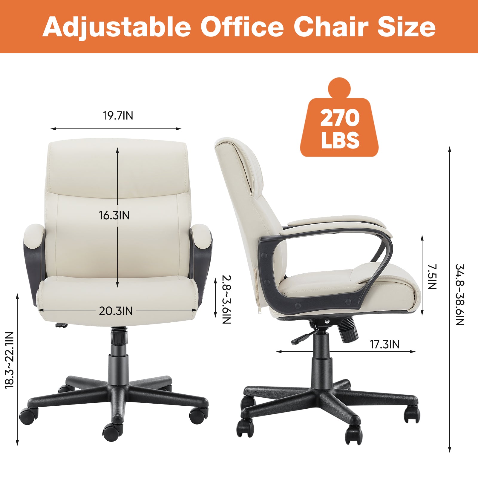 MyDepot Modern PU Leather Executive Swivel Task Chair