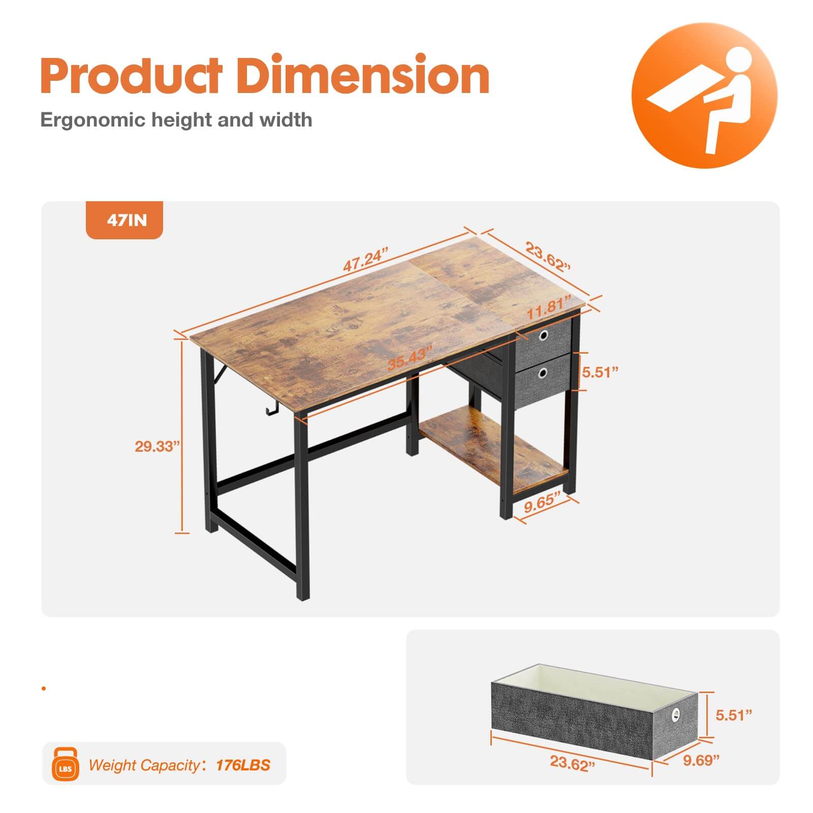 MyDepot Office Computer Desk with Drawers