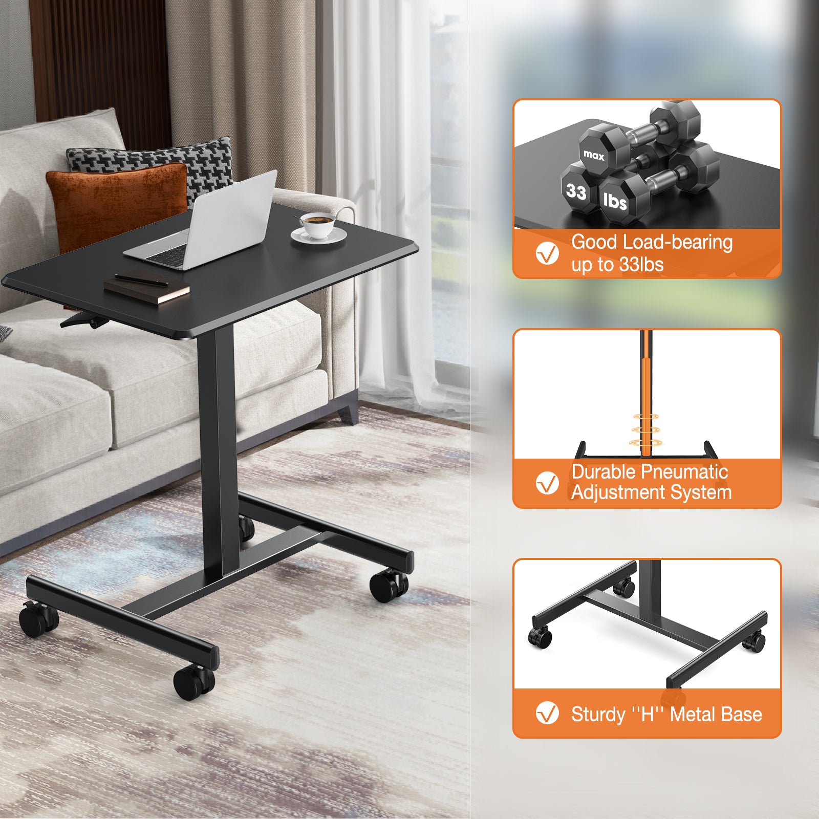 MyDepot Small Standing Desk Mobile Standing Desk Adjustable Height