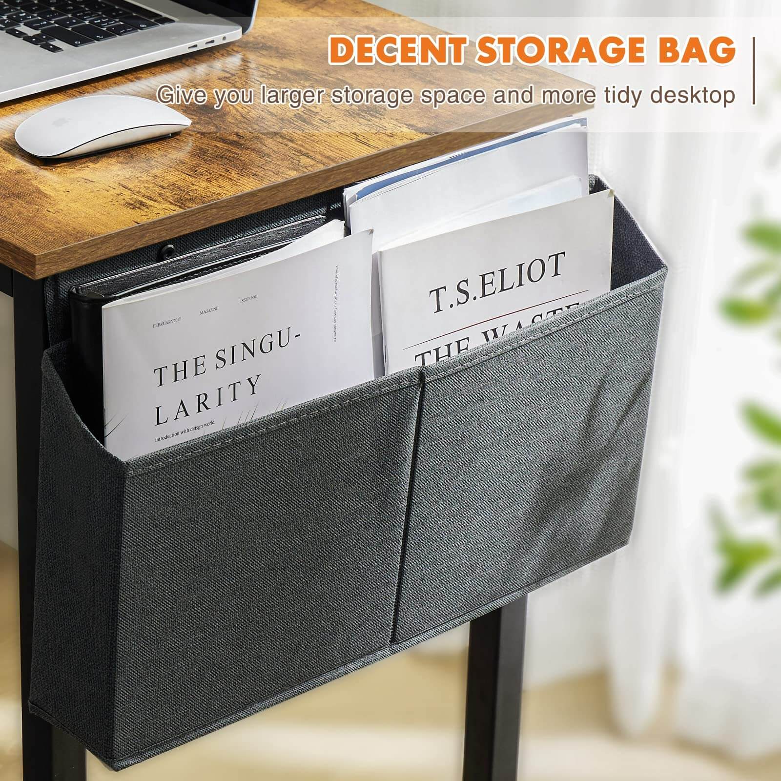 MyDepot Computer Home Office Desk Modern Simple Style Work Storage Bag and Iron Hook