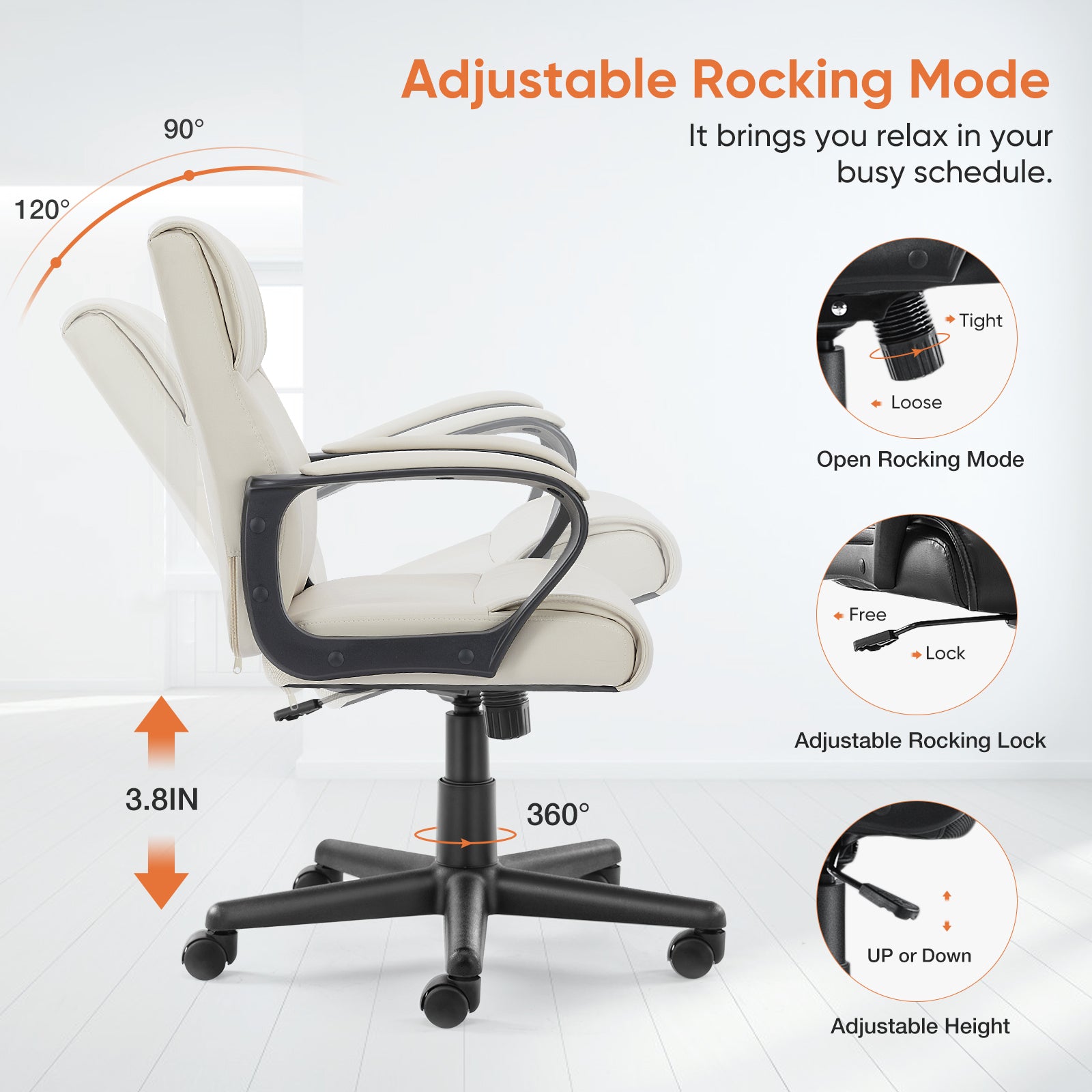 MyDepot Modern PU Leather Executive Swivel Task Chair