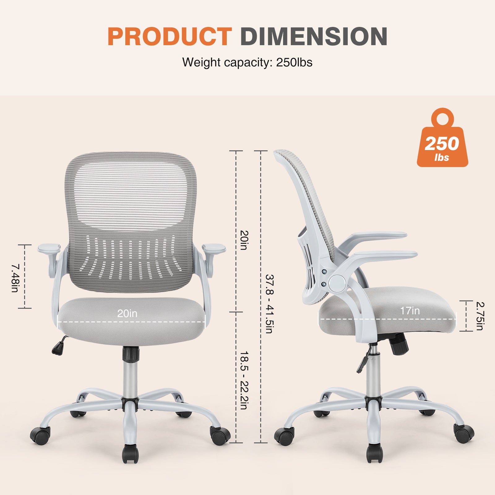 MyDepot Ergonomic Office Mesh Chair with Fixed Armrest