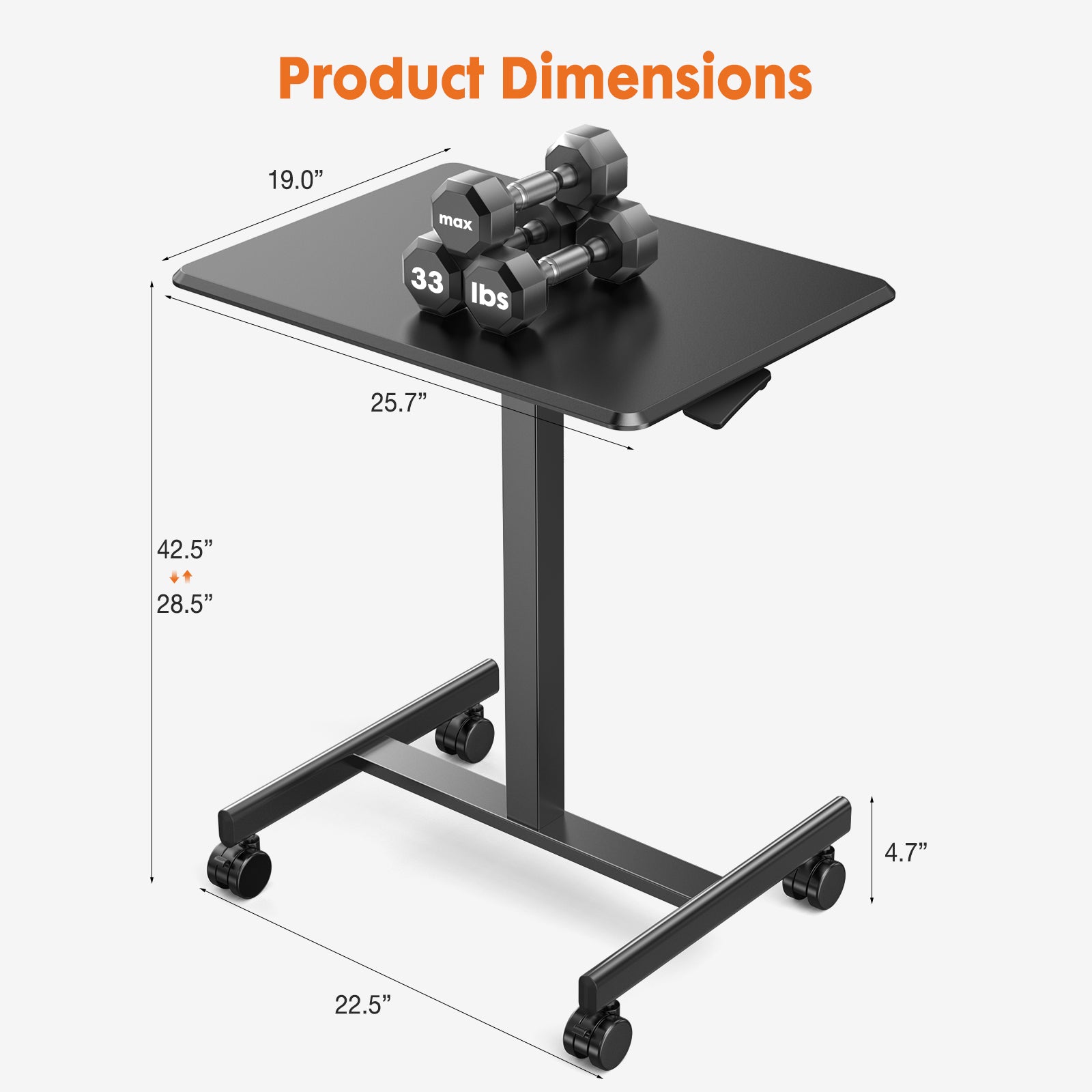 MyDepot Small Standing Desk Mobile Standing Desk Adjustable Height