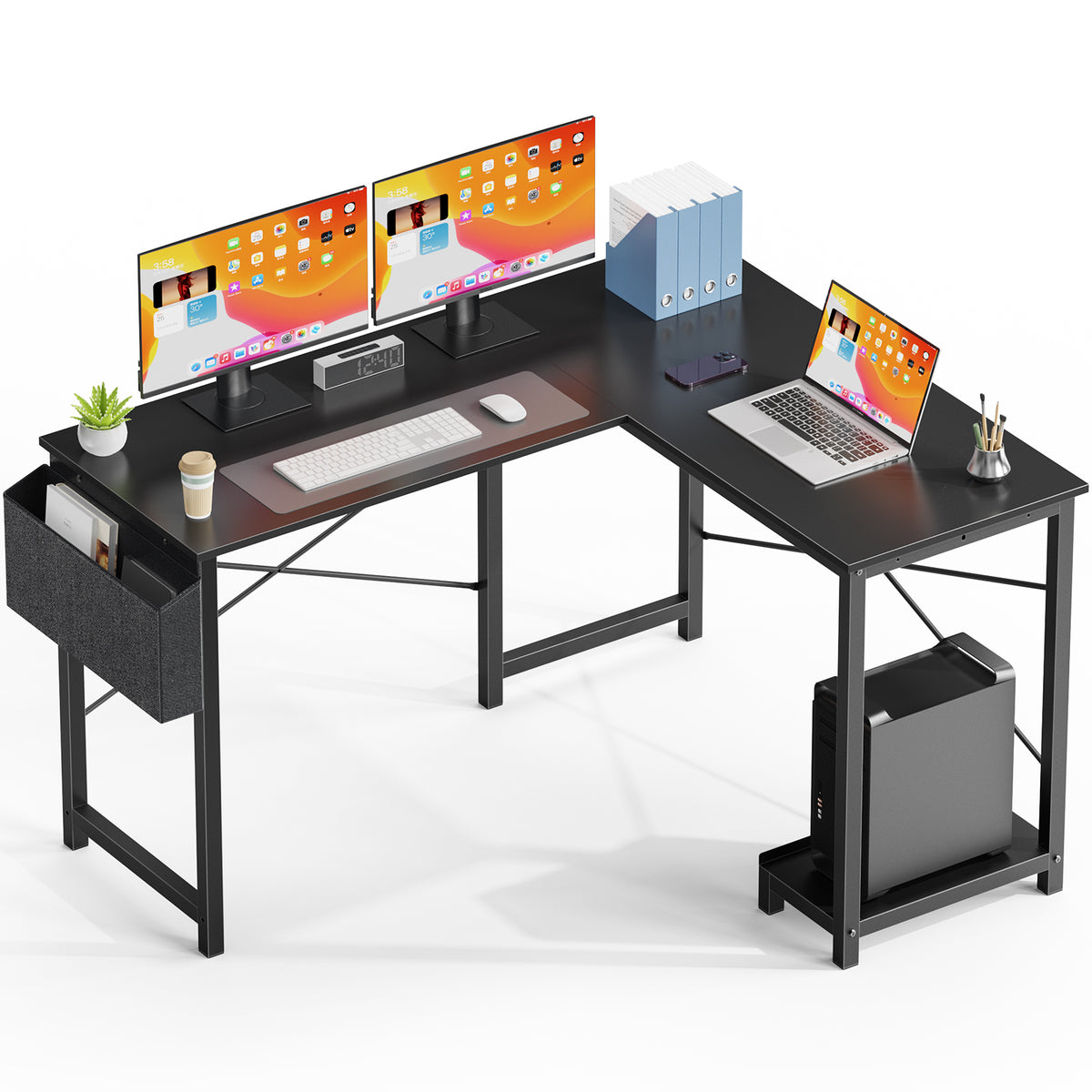 MyDepot L-shaped Corner Computer Desk with Side Storage