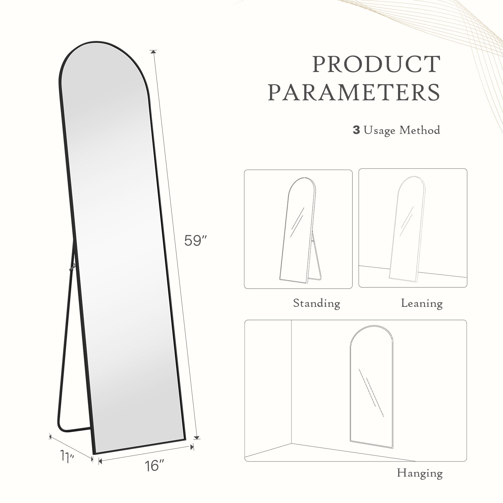 MyDepot Arched Full Length Standing Body Mirror