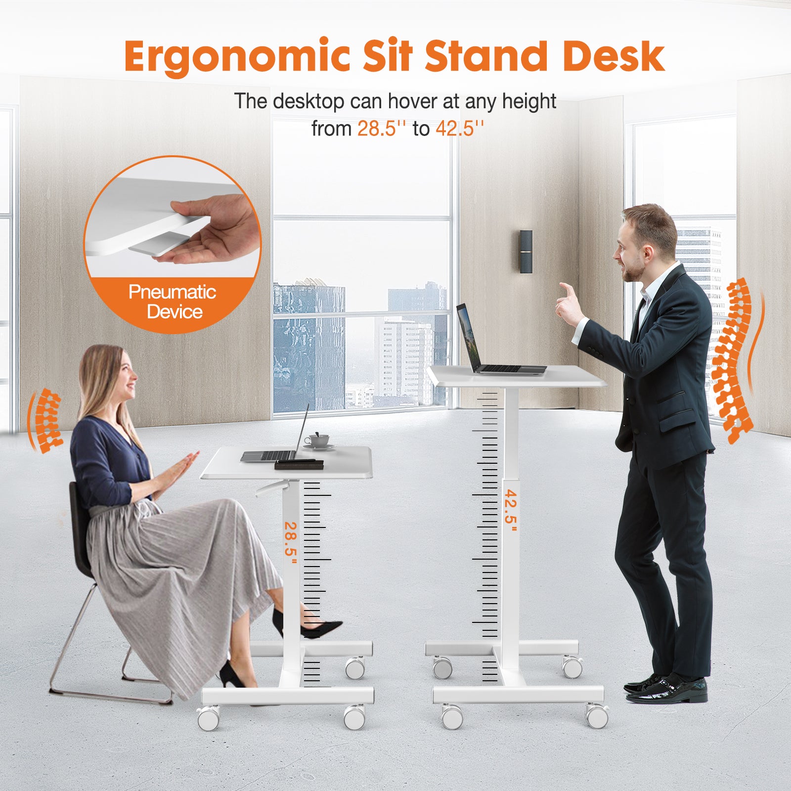 MyDepot Small Standing Desk Mobile Standing Desk Adjustable Height