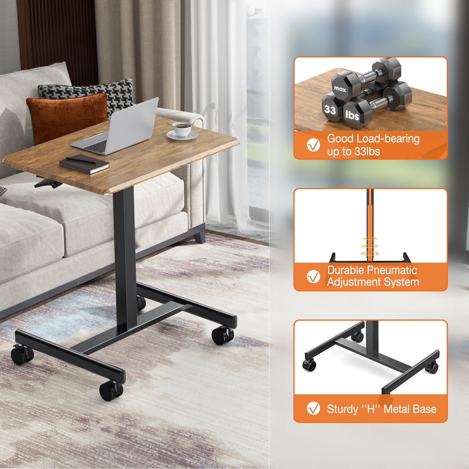 MyDepot Small Standing Desk Mobile Standing Desk Adjustable Height